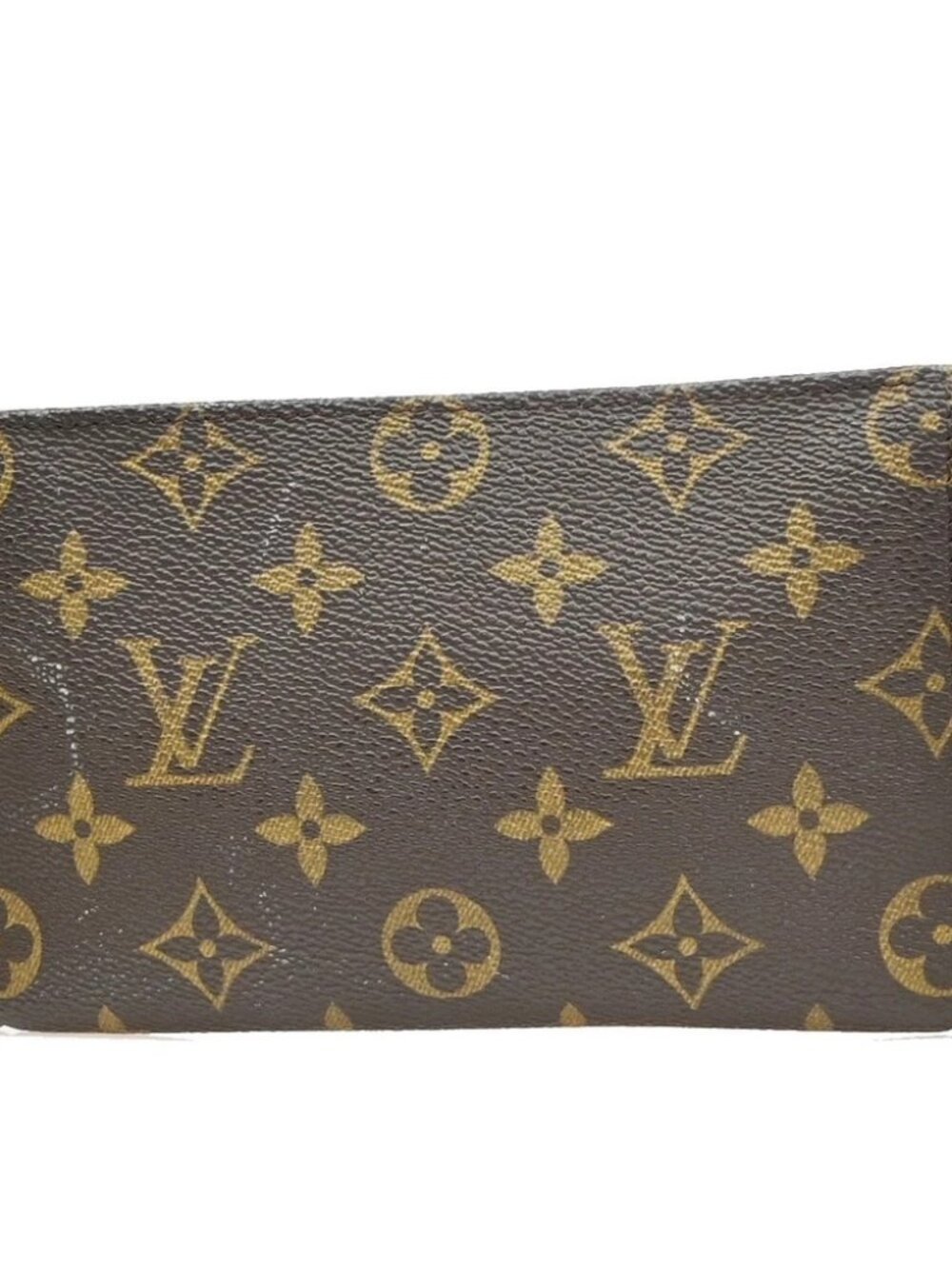 LOUIS VUITTON LV Logo Bucket PM Pouch Bag Monogram Leather Brown France 04KD996